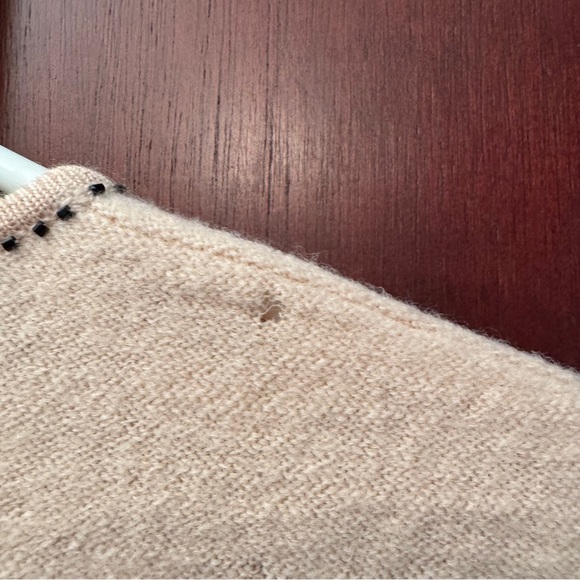 Jones New York Boiled Wool Blush Pink Cardigan Blk Buttons Blk Clear Beads Sz XL - Picture 14 of 15